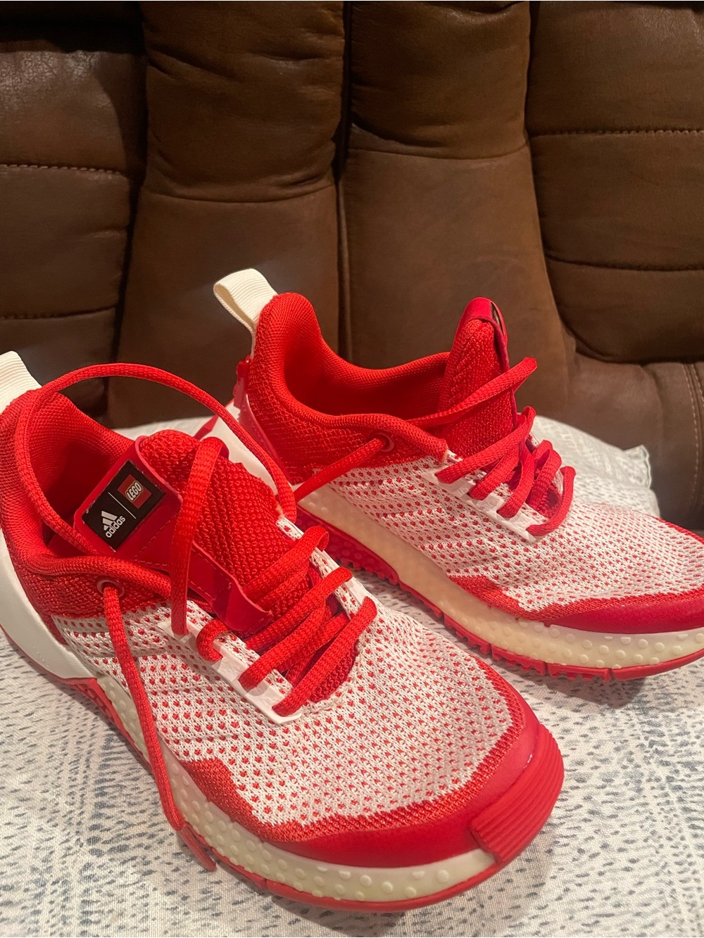 adidas Women’s Red and White Mesh Running Sneakers